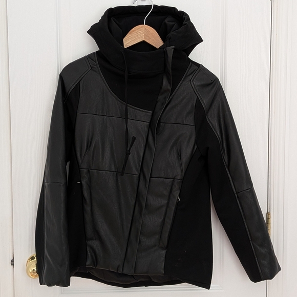 Nü Denmark Black Hooded Jacket – Mixed Material, Size Small - Picture 1 of 8